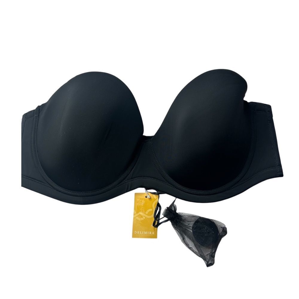 New Delimira Seamless Black Strapless Bra 44D